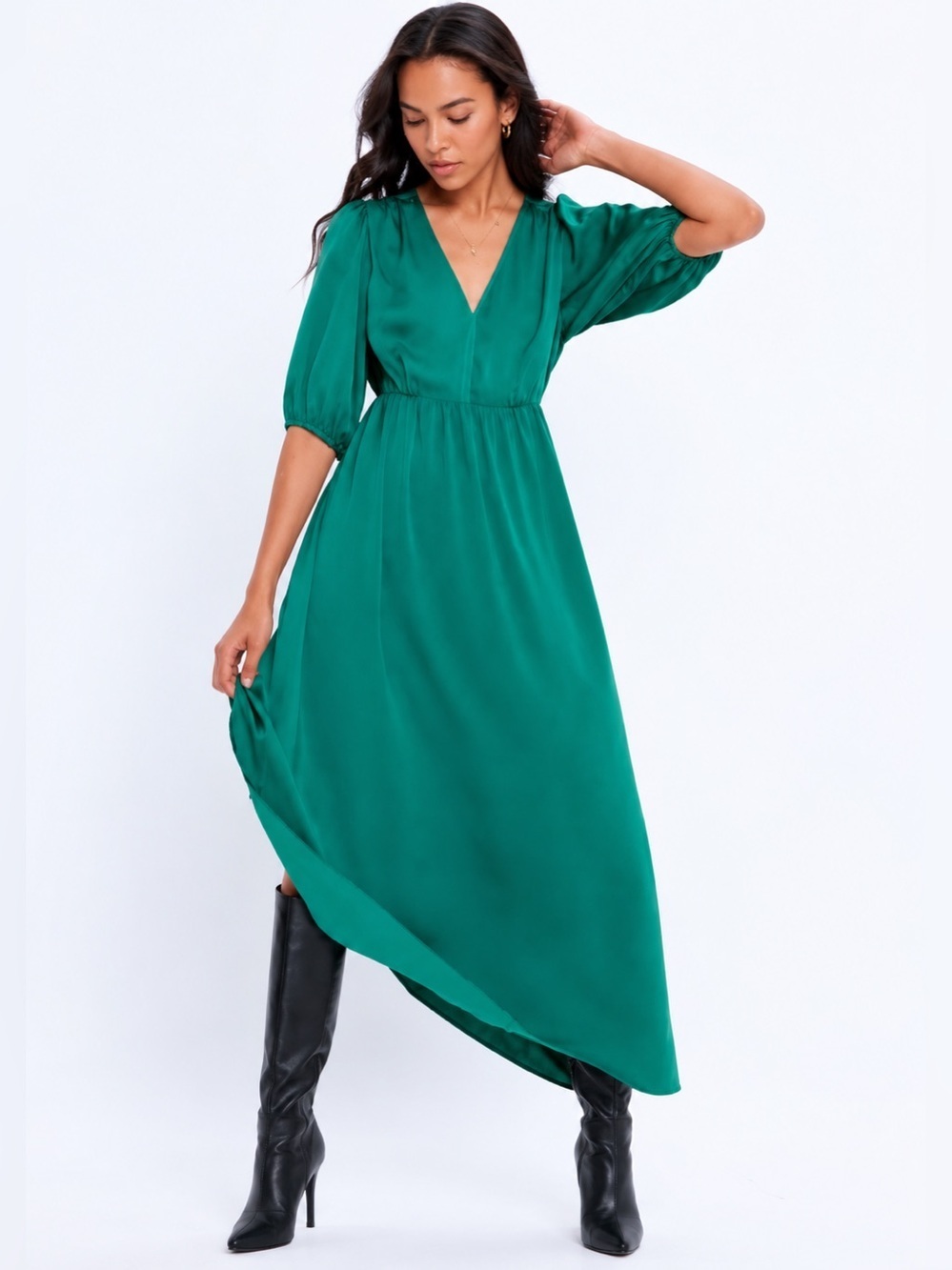 Blakeley Elegant Green Midi Dress S/M NWOT